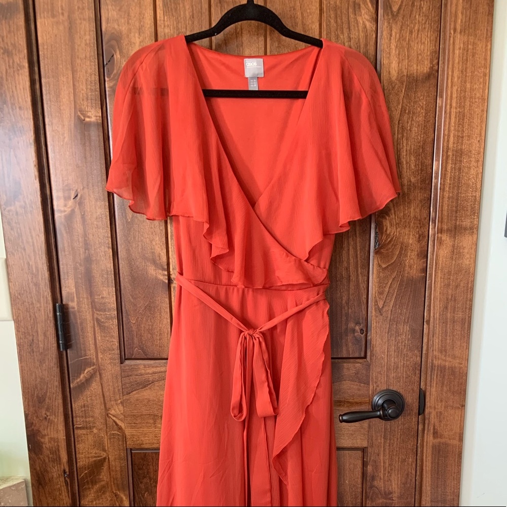 ASOS burnt orange long wrap dress